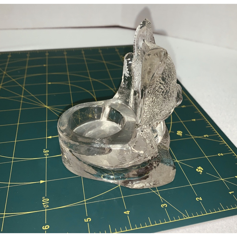 Vtg PartyLite Handcrafted Art Clear Glass Cat Votive Candle Holder Kitty Heavy - Picture 5 of 10